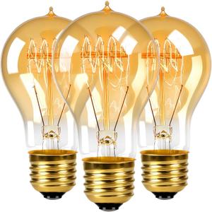 UNILAMP Edison Bulbs 40 Watt, Vintage Light Bulbs, A19 Antique Incandescent Light Bulbs, E26 Dimmable Decorative Light Bulb, Warm White 2700K, 110-130V, 3Pack