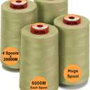 New brothread - 30 Options - 4 Large Cones of 5500Y (5000M) Each All Purpose Spun Polyester Thread 40S/2 (Tex27) for Serger, Overlock, Quilting, Piecing and Sewing - Kiwi
