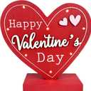 Valentines Day Dcor Led Light Red Heart Valentines Decorations Happy Valentine's Day Sign Wooden Block Farmhouse Rustic Table Sign for Home, Dining Room, Fireplace