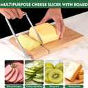 WILLKOMMEN Wood Cheese Slicer, Cheese Cutter Board with Blade, 10.8'' x 8.3'' Cheese Slicers for Block Cheese, Butter, Sausage and Ham