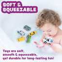 Tub Works Vehicles Bath Cars Mold Free Bath Toys, 6 Pack | Sealed, No Hole Bath Toys Design Keeps Moisture Out | Soft, Squeezable & Float on Water | Fun Baby & Toddler Bath Toys | City Car Bath Toys