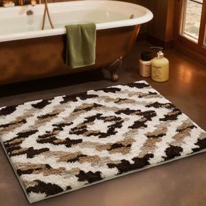 LUMI Bathroom Rugs, Soft Absorbent Bath Mat for Modern Home Decor, Non-Slip Quick-Dry Bath Rug, Machine Washable Floor Mat for Shower and Tub, Entryway, 24"x36", Brown