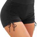 Women Swim Shorts High Waisted Swimsuit Shorts Tummy Control Bathing Suit Bottom Plus Size Boyshorts, XXL, Black