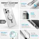 Speck Clear iPhone 15 Pro Max Case - ClickLock No-Slip Interlock, Built for MagSafe, Drop Protection Grip - Scratch Resistant, Anti-Yellowing, 6.7 Inch Phone Case - Presidio Grip Clear/Chrome