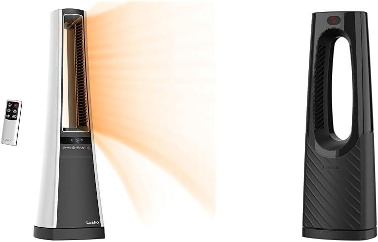 Lasko Oscillating Bladeless Ceramic Tower Space Heater for Home with Enhanced Safety, Adjustable Thermostat & Oscillating Bladeless Ceramic Tower Space Heater for Home with Enhanced Safety