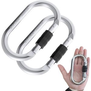 Oak-Sports Steel Carabiner Clips, Climbing Carabiner (25kn=5600lbs), Heavy Duty Carabiner Clip, Multipurpose for Rigging, Ropes, Hammocks, Each Weighs 0.36LB (2 Pack)