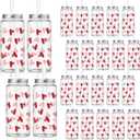 Meanplan 24 Pcs Valentines Gift Bulk 13.5 oz Red Pink Heart Plastic Cup with Lids and Straws Romantic Reusable Tumbler Drinking Mugs for Adults Valentines Wedding Bridal Party Favors Supplies