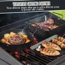 3 Pack Grill Topper Pans for Outdoor Grill, Stainless Steel Vegetables BBQ Grilling Basket with Holes Handles, Nonstick Barbecue Pan Grilling Gifts for Camping Picnic Cooking Seafood Meat