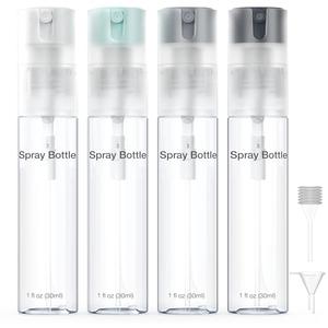Bomeiyi 4 Pack Refillable Spray Bottle, Reversible Small Empty Spray Bottle with Fine Mist, Leak Proof - for Cleaning Solutions, Mosquito prevention, Face & Hair Mist - 4pk 1 OZ / 30 ML