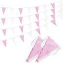 100 Feet White Pink Pennant Banner Flags String, 60 Pcs Bunting Flag for Birthday, Party, Shops, Outdoor and Indoor Decorations, Festival Celebration, 2 Pack (2)