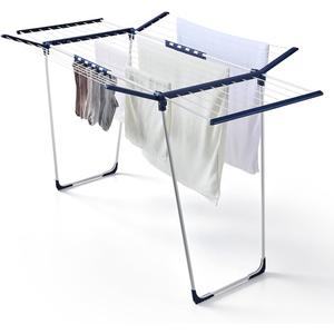 JS HANGER Extendable Clothes Drying Rack with Fold-Out Wings & Sock Clips, Expands from 41" to 67", Extra Wide Laundry Drying Rack Indoor Outdoor, Folding Rack for Clothes, Towels & Delicates