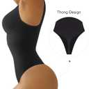 SHAPERX Women's Shaping Mid-Thigh Bodysuit Tummy Control Shapewear Seamless Full Body Shaper (Black, L/XL)