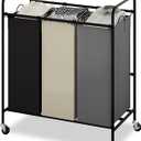 3 Section 3x40L Laundry Sorter Cart, Heavy Duty Laundry Basket with Lockable Wheels, 120L Large Rolling Laundry Hamper with Removable Bags for Dirty Clothes Storage