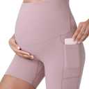 POSHDIVAH Women's Maternity Yoga Shorts Over The Belly Bump Summer Workout Running Active Short Pants with Pockets 5"/8" (Medium)