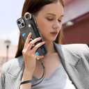 JanCalm for iPhone 15 Plus Case, Metal Ring Holder Stand, Card Slots Wallet, Wrist Strap, Magnetic Clasp, Leather Shockproof Protective Cover for iPhone 15 Plus (Black)