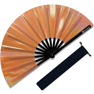 Large Rave Fan, Clack Folding Hand Fan with Premium Fabric, Thick Bamboo Frame for Men Women Gift for EDM, Festival, Club, Party, Dance, Decoration (Lridescent Orange, 13") Large Rave Fan, Clack Folding Hand Fan with Premium Fabric, Thick Bamboo Frame for Men Women Gift for EDM, Festival, Club, Party, Dance, Decoration (Lridescent Orange, 13")