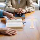 Garneck 10pcs Wooden Crosses for Crafts 6.6inch Unfinished Standing Crosses with Bases Tabletop Small Religious Crucifix Ornaments Catholic Baptism Centerpiece DIY Craft Supplies