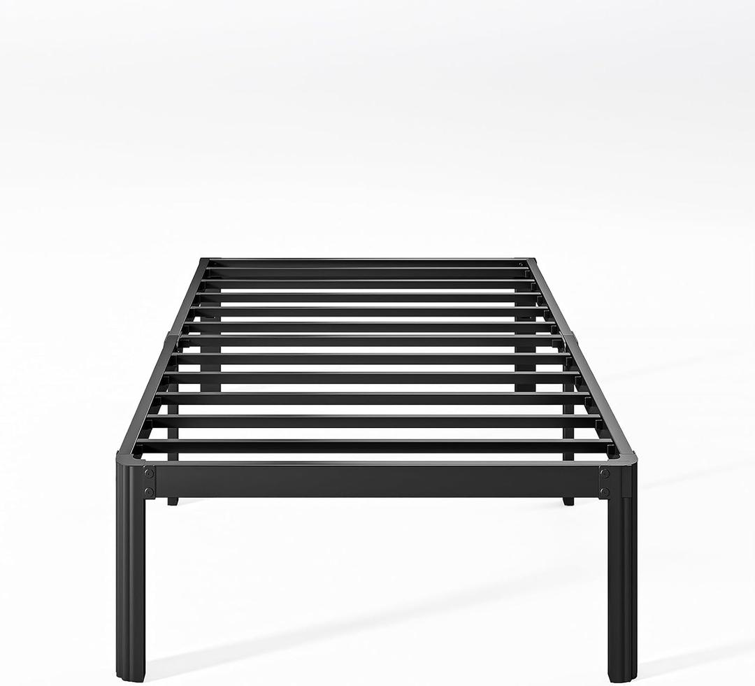 14 Inch High Platform Twin XL Bed Frames No Box Spring Needed, Metal Twin XL Bed Frame, Noise Free, Easy Assembly, Heavy Duty, Black