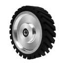 14x2 Inch Serrated Rubber Contact Wheel, Belt Grinder Rubber Wheel 7R8 Bearing Belt Grinder Wheel for Belt Machine Polishing Machine