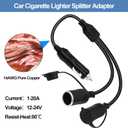 Car Cigarette Lighter Splitter Cable 1 Male to 2 Female Car Vehicle Cigarette Lighter Socket 2-Way Splitter DC Power Charger Ports Adapter Extension Cord for DC 12V 24V Cars RVs Boats-0.45M