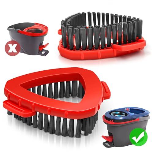 DALIPER 4 Pack Spin Mop Brush for O-Cedar RinseClean 2 Tank System, Mop Attachments Scrub Replacement Heads, Microfiber Triangle Hard Bristle Cleaning Brush Floor Scrubber for Bathroom Kitchen Wall