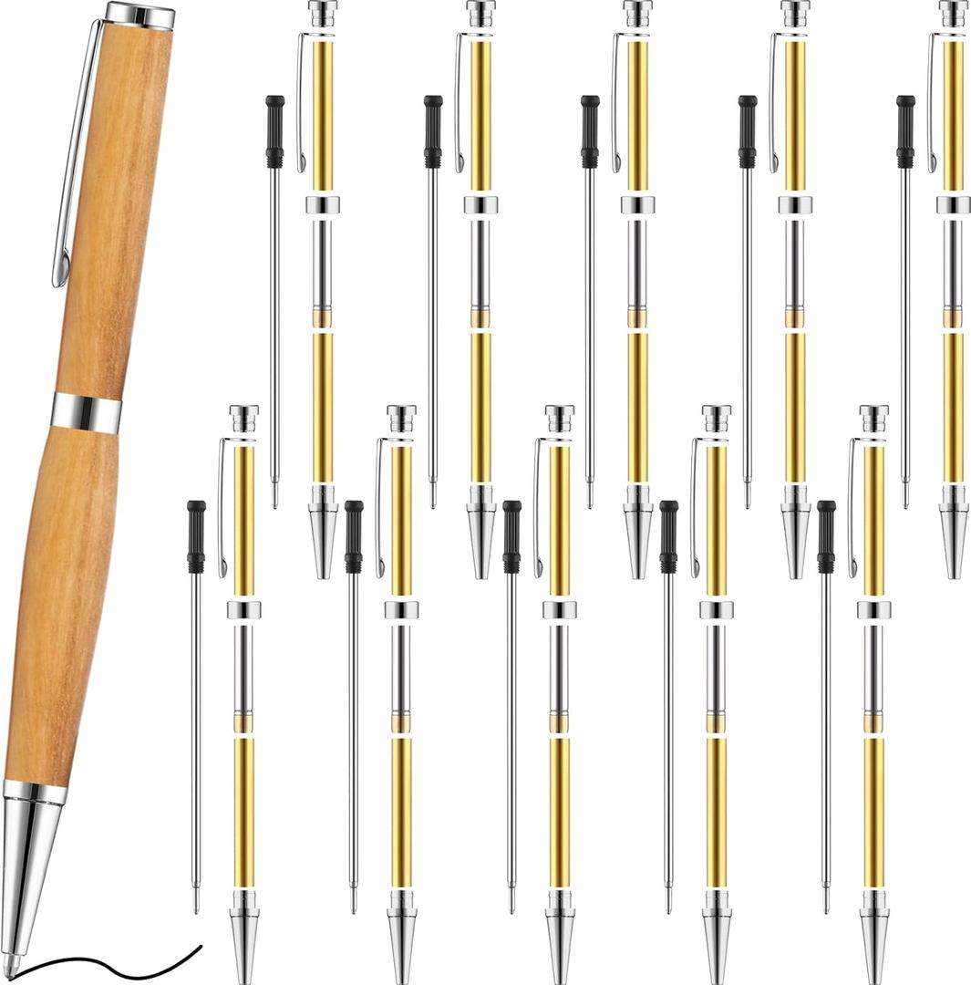 Colarr 10 Pcs Pen Kits for Wood Turning 7mm Slimline Pen Twist Kit with Refill Lathe Turning Supplies for Making Office Classroom Supplies DIY Friend Teacher Student Gifts(Silver)