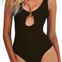 HYPERFIRE Women's Sexy Cut Out One Piece Swimsuits Low Back High Cut Bathing Suit Size M