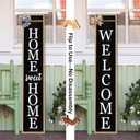 Outdoor 2in1 Welcome Sign for Front Door Home Sweet Home Sign for Farmhouse Tall Outdoor Front Porch Standing 2 Sided 45"X9" Large Vertical Leaner Rustic Outside Decor (Wood Black), 45L" x 9W"