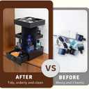 Cologne Organizer for Men,3 Tier Perfume Stand,360 Rotating,Felt Lining Drawer + 3 Compartments,Fit for Different Size/Shape Cologne,Display Holder/Watch/Jewellery,Gift for Husband/Father,Black