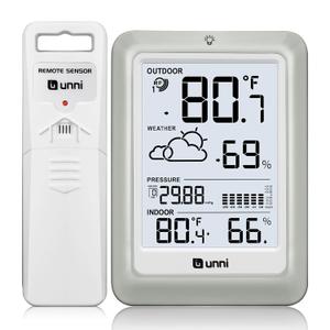 Wireless Weather Stations, with 330ft Range Sensor and Adjustable Backlight Inside Outside Monitor (White)