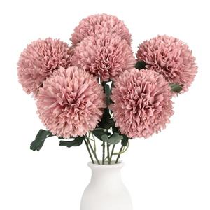 IPOPU 6PCS Pink Artificial Chrysanthemum Flowers 21.6’’ Long Stem Fake Mums Silk Faux Bouquet for Floral Arrangements Home Wedding Dining Table Party Garden Decoration(Pink)