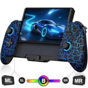 Spican Switch Controllers for Nintendo Switch/ OLED, Hall Effect Wireless Pro Controller One-Piece Joypad, Full-Size Ergonomic Handheld Mode Gamepads with 17 RGB Light/ Battery/ Turbo/ Macro/ 4 Game Slot