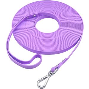 Dog Training Long Leash Waterproof Long Line Heavy Duty Outdoor Recall Lead 10ft 15ft 20ft 30ft 50ft for Small Medium Large Dog (Light Purple, 30FT)
