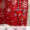 Christmas Sheer Curtain 63 Inch Length 2 Panels Light Filtering Snowflake Window Curtain Red Sheer Voile Curtains Xmas Ball Glitter Sparkle Snow Rod Pocket Window Treatment for Living Room