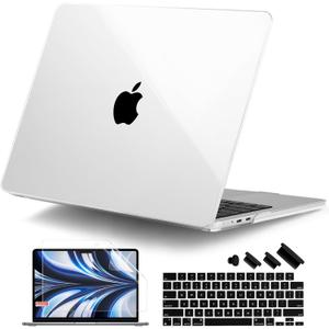 DONGKE Compatible with MacBook Air 13 inch Case M5 M4 M3 M2 2026 2025 2024-2022 A3449 A3240 A3113 A2681, Plastic Hard Shell & Keyboard Cover for MacBook Air 13.6 inch, Crystal Clear