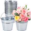 15 Pack 6 Inch Galvanized Metal Buckets with Handles, Rustic Metal Ice Buckets for Party Decor, Wedding Favors, Home Decor, Classroom Storage & Garden Planters(Silver)