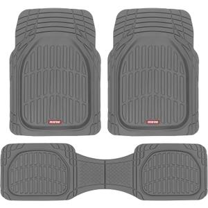 Motor Trend FlexTough Floor Mats for Cars, Gray Deep Dish All-Weather Mats, Waterproof Trim-To Fit Automotive Floor Mats for Trucks SUV, Universal Liner Car Accessories