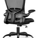 FelixKing Office Desk Chairs, Ergonomic PC Desk Chair with Wheels, Adjustable Lumbar Support and Height, Swivel Computer Chair with Flip-up Armrests, Ergo Mesh Backrest for Working (Black)
