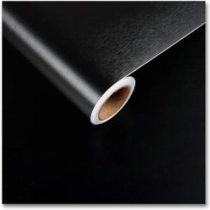 CRE8TIVE Thick Black Stainless Steel Contact Paper for Appliances Brushed Metallic Black Wallpaper Peel and Stick Heat Resistant Removable Wallpaper for Kitchen Dishwasher Fridge Oven Cabinets 12"x80"