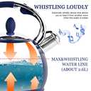 SUSTEAS Stove Top Whistling Tea Kettle - Food Grade Stainless Steel Teakettle Teapot with Cool Touch Ergonomic Handle, With 1 Silicone Pinch Mitt Included, 2.64 Quart,NAVY BLUE