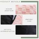 HIGOGOGO Round Stuffed Pouf Ottoman, Plaid Poufs with Foam Chunk Filling, Fluffy and Furry Pouf Foot Stool Storage Ottoman, 26 X 18 Floor Poufs Foot Rest for Living Room, Pink