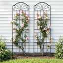 VOXOR Metal Trellis for Climbing Plants Outdoor, 60 * 19.7 Inch Tall Garden Trellis with Black Rustproof Coating, Decorative Rose Trellis for Climbing Roses, Vines, and Flowers, 2 Pack