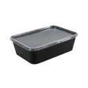 Black Rectangle Food Containers - 25 oz, Plastic - Case of 120 - For Meal Prep, Takeout & Food Storage, Large