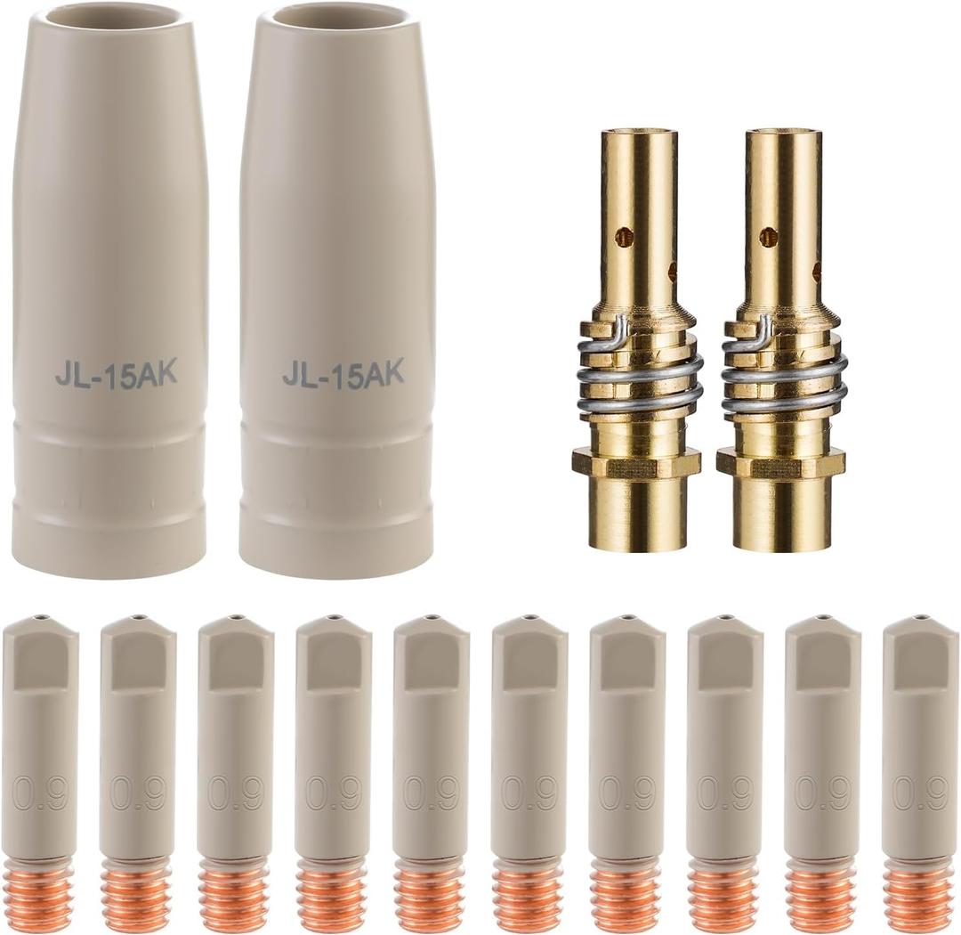 MIG Welding Tips with Non-Stick Coating, Ceramic Welding Nozzle Replacement MB15 15AK MIG Welding Gun Accessories, compatible with 15AK Welding Gun Torch (coated .035" Kit) 14-pk