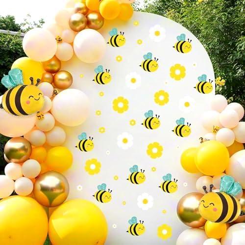Bee Stickers Honey Bee Party Decorations for Backdrop Vinyl Sticker Bumble Bees Daisy Flower Wall Decals Peel and Stick First Bees Day Birthday Party Signs Baby Gender Reveal Balloon Arch Decor