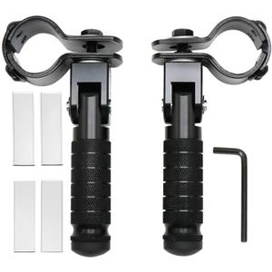 M8 Motorcycle Foot Rests Fit 1.22-1.29in Motorbike Brackets Foldable Foot Pegs Front Footpeg Rear Footpeg Anti-Skid Rearsets Folded Footrest 90 Degree Fixed Folding Passenger Pedal Supports(Black)