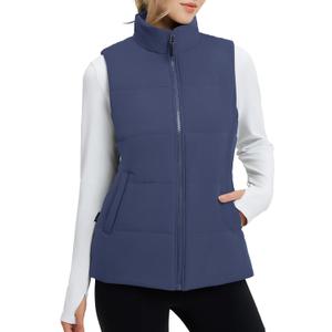 BALEAF Women's Running Puffer Vest Lightweight Winter Warm Vests Water Resistant Sleeveless Puffer Jackets (Blue, XS)