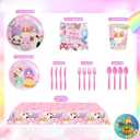 Cute Animals Birthday Decorations Kids Party Supplies with Plates Cups Napkins Spoons Forks Knives Tablecloth