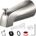 Enhon Tub Spout, Universal Fits 1/2'' Copper Pipe, 1/2'' IPS and 3/4'' IPS, Bathroom Bathtub Tub Faucet Replacement with Adapters(with Diverter,Brushed Nickel)