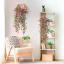 Artificial Fake Hanging Flowers Plants for Outdoor Spring Summer Decoration,2 PCS Faux Silk Daisy with Eucalyptus Leaves,UV Resistant Look Real for Outside Home Planter Porch Patio Balcony Yard Decor